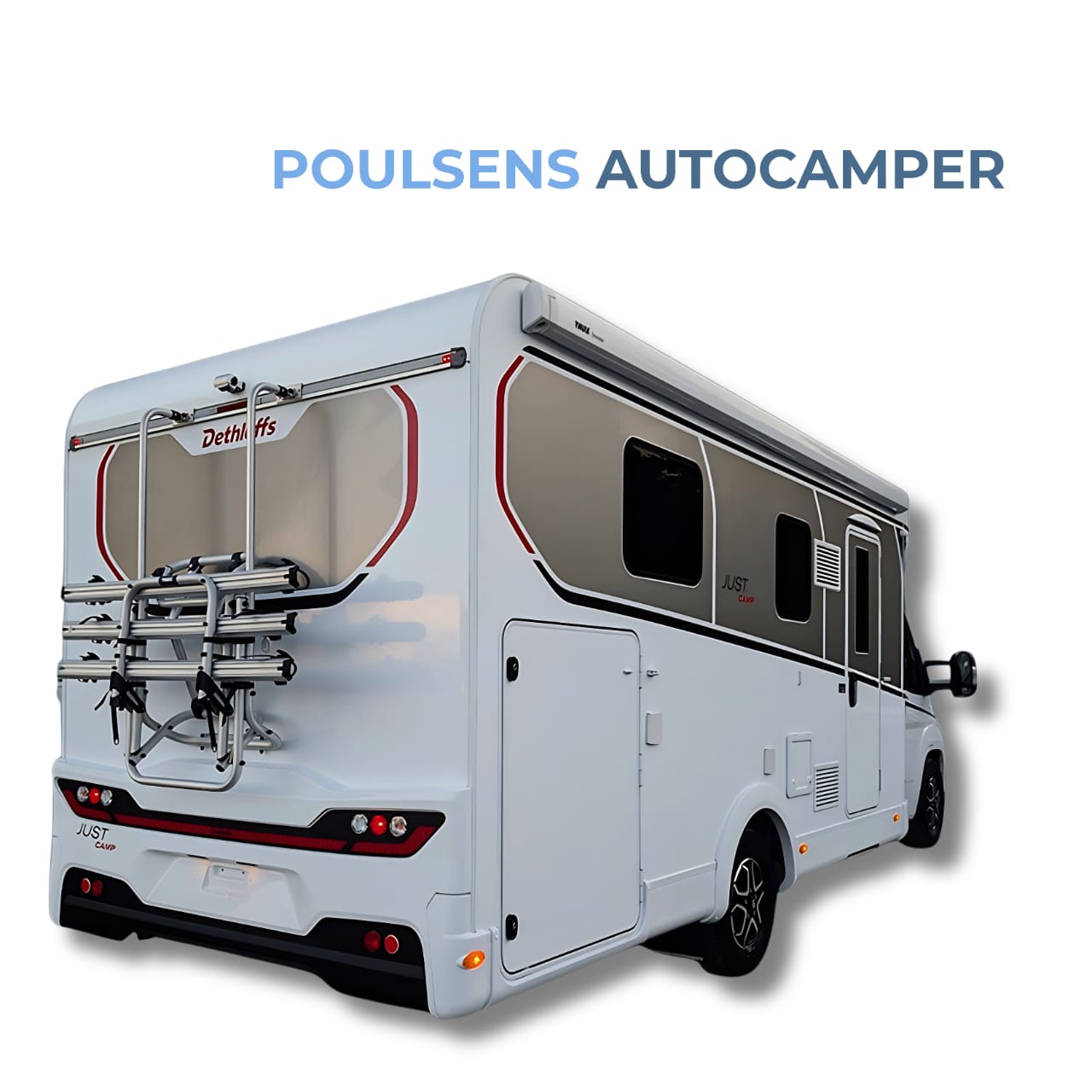 Vue arrière du camping-car semi-intégré Dethleffs Just Camp T 7052 2026 sur base Fiat Ducato