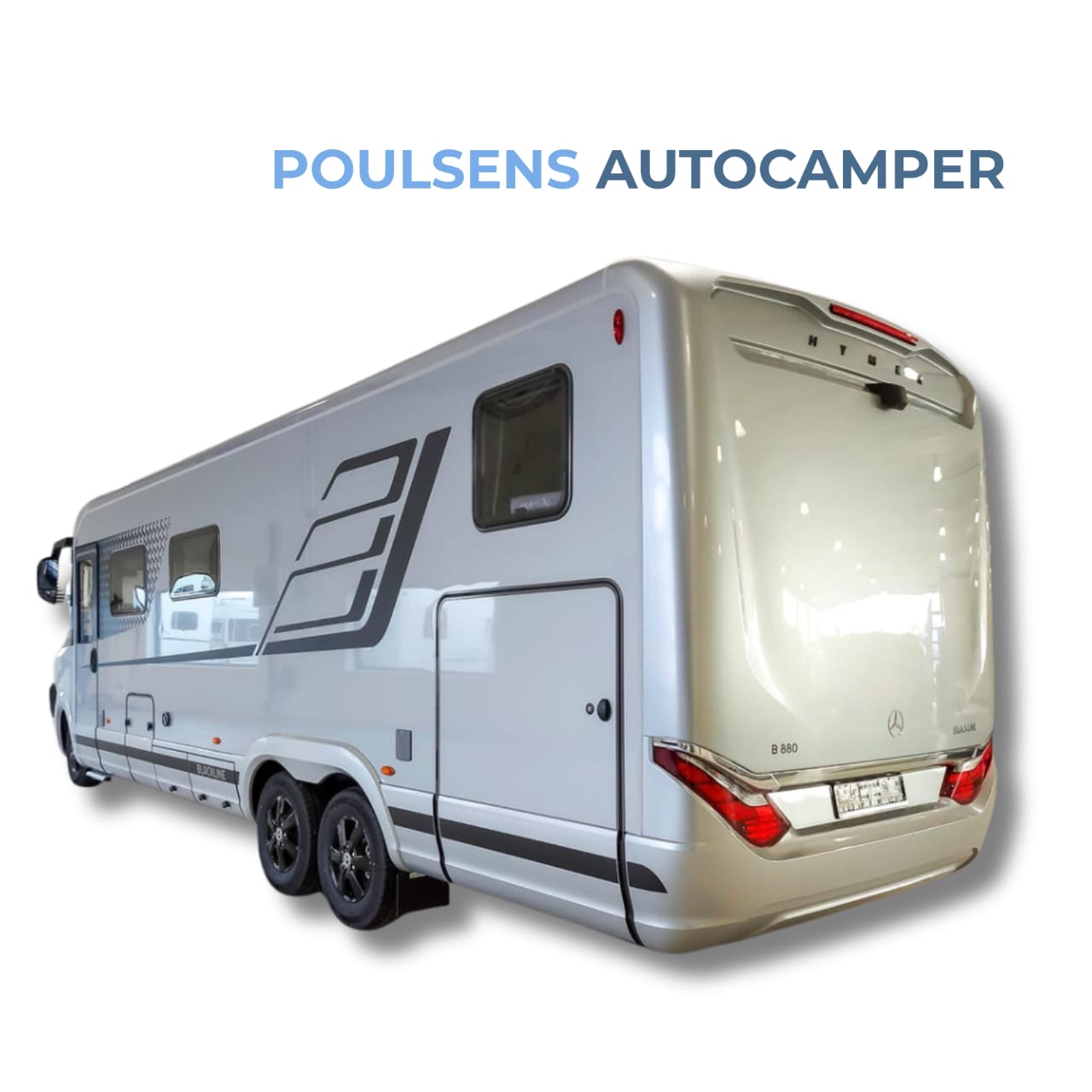 Vue arrière du Hymer B‑ML I 880 BlackLine 2026 avec auvent